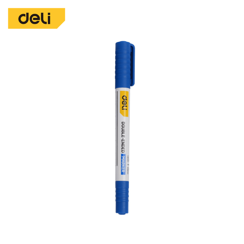 ปากกามาร์กเกอร์ 2หัว DELI EDL-ST02-E1-BL-01 1มม 0.5มม สีน้ำเงิน
